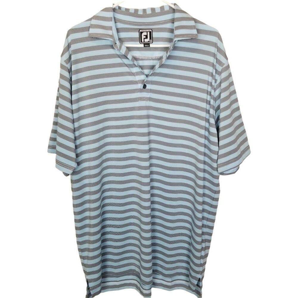 FootJoy Mens Striped Golf Polo Shirt Size XL Stretch Wicking Activewear Athletic